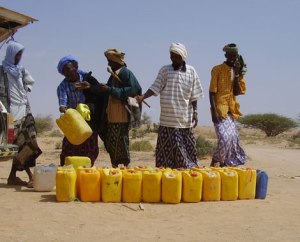 men with water bottles